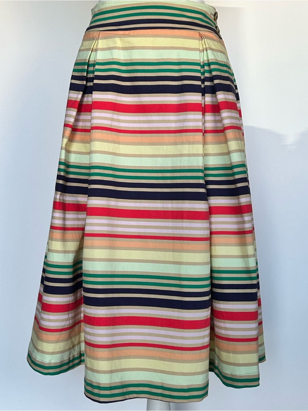 Halogen Rainbow Striped A-Line Midi Skirt Size S